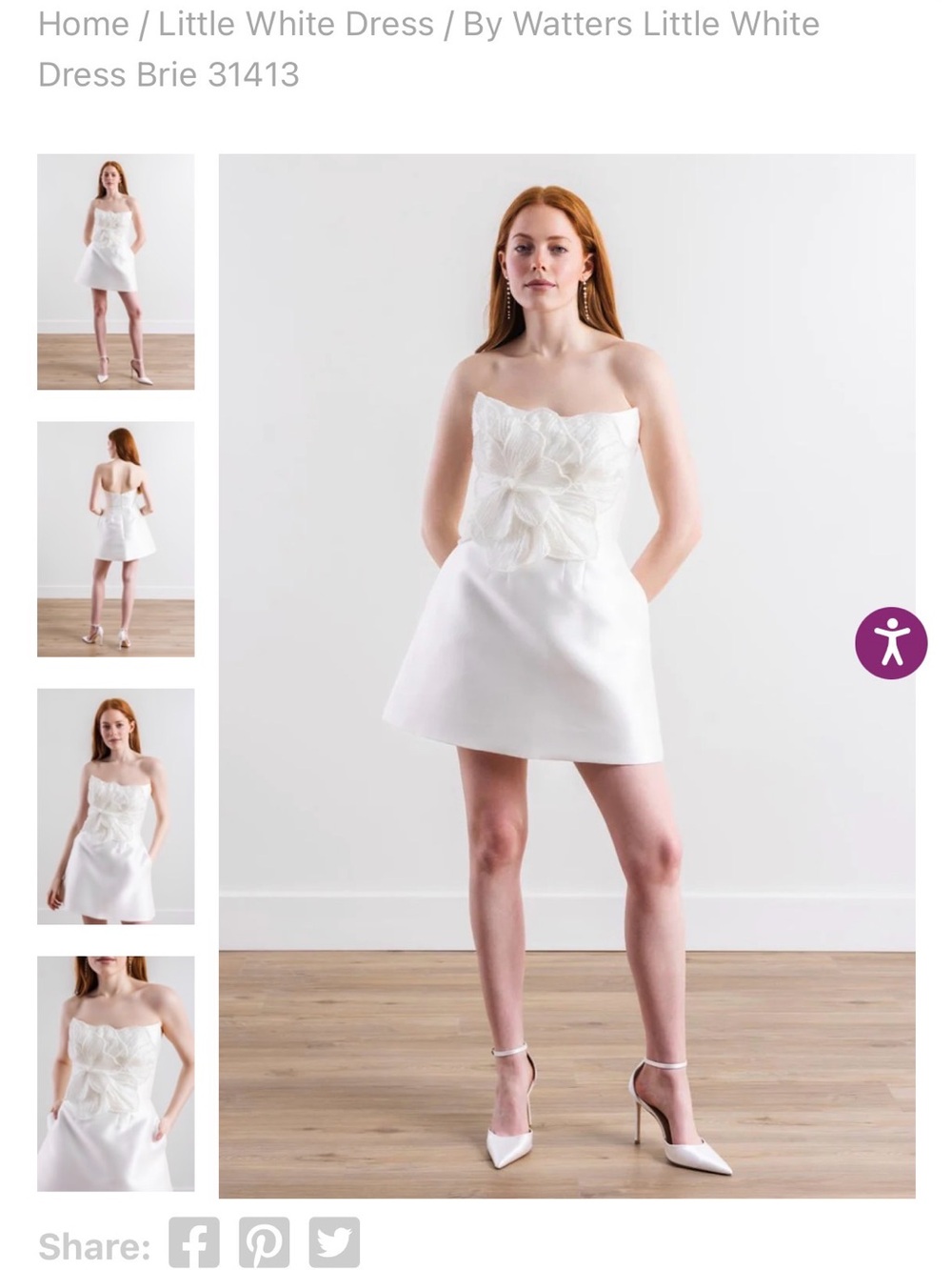 Strapless White Watters Brie Dress